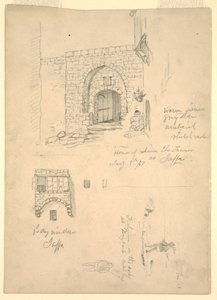 Skizzen des Hauses von Semon dem Gerber, Jaffa, Palästina [Tel-Aviv, Israel] und Fischer auf den Felsen bei Beirut, Syrien [Beirut, Libanon]