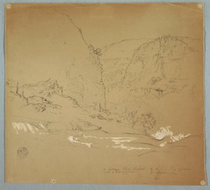 Bach, der zum Rand der Wasserfälle bei Hacienda Chillo, Ecuador, führt von Frederic Edwin Church
