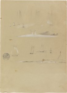 Studien von Segelschiffen und Küstenlandschaften von Frederic Edwin Church