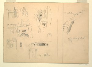 Zehn Studien von Gräbern und eine Ansicht von Felsen, Petra, Jordanien von Frederic Edwin Church
