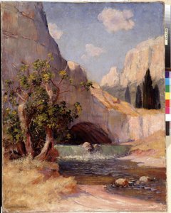 Blick auf Fontaine du Vaucluse, Landschaft der Provence von Frederic Montenard