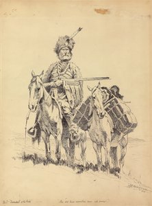 Ein alter Bergmann mit seinen Ponys, 1888 von Frederic Remington