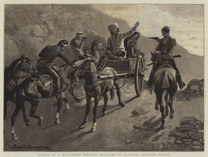 Verhaftung eines Halbblut-Whiskey-Schmugglers durch die kanadische berittene Polizei von Frederic Remington