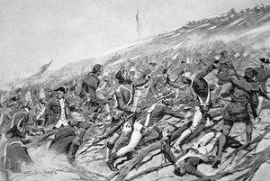 Britische Truppen versuchen, das französische Fort Ticonderoga im Jahr 1758 zu stürmen von Frederic Remington