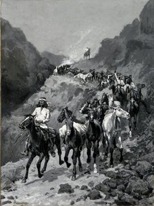 Geronimo und seine Bande kehren von einem Überfall in Mexiko zurück von Frederic Remington