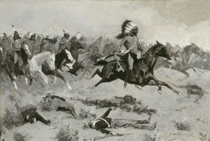 Rushing Red Lodges durch die Linie, ca. 1900 von Frederic Remington