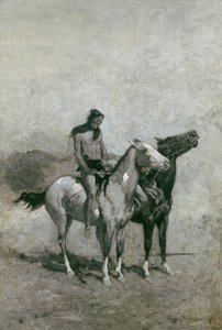 Der Feuerschlucker schleuderte sein Opfer über sein Pony, ca. 1900 von Frederic Remington