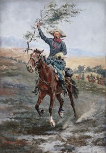 Die Flagge des Waffenstillstands im Indianerkrieg, 1886 von Frederic Remington