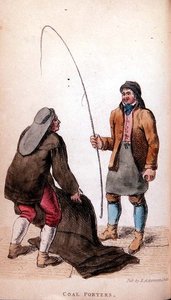 Die Kohlenhafenarbeiter aus Ackermanns Welt im Miniaturformat, 19. Jahrhundert (farbige Lithografie)