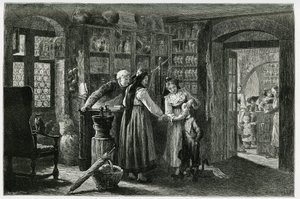 Beim Apotheker des Dorfes Kaysersberg (oder Kaisersberg, Elsass), eine Notfallkonsultation