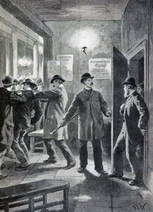Polizeirazzia in einem anarchistischen Club, London von Frederic Theodore Lix