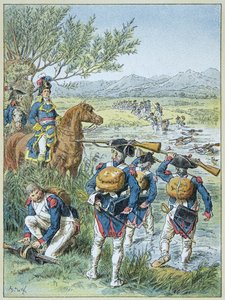 Zweite Schlacht von Zürich - Überquerung der Lintz im Jahr 1799 durch die Armee von Massena von Frederic Theodore Lix