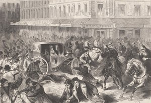 Vera Zasulich schießt am 24. Januar 1878 auf den Gouverneur von Petersburg General Trepov, 1878 von Frederic Theodore Lix