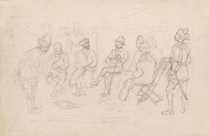 Das Treffen zwischen Cavagnari und dem Khan von Lalpura in Dakka im Februar 1879