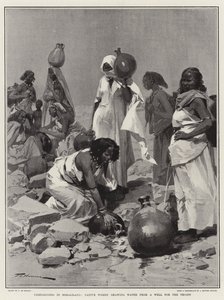 Kampagne in Somaliland, einheimische Frauen schöpfen Wasser aus einem Brunnen für die Truppen