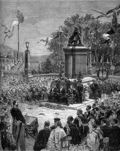 Einweihung der Statue von Blaise Pascal (1623-1662) auf dem Place Saint Herem in Clermont-Ferrand, Puy-de-Dôme. 5. September von Frederic de Haenen
