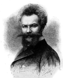 Porträt von Mihály Munkácsy (1844-1900), ungarischer Maler. Gravur in „Le Monde Illustré“ Nr. 1306 vom 8. April 1882.