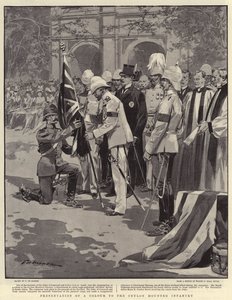 Übergabe einer Fahne an die Ceylon Mounted Infantry von Frederic de Haenen