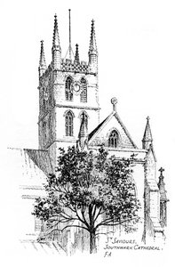 Southwark Cathedral, London, 1912 von Frederick Adcock