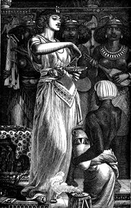 Kleopatra VII 69-30 v. Chr., Königin von Ägypten, Perlen in Wein auflösend, 1866 von Frederick Augustus Sandys