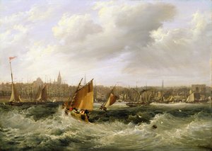 Liverpool, Lancashire vom Fluss Mersey und New Brighton von Frederick Calvert