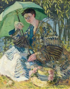 Dame mit Sonnenschirm, ca. 1905 von Frederick Carl Frieseke