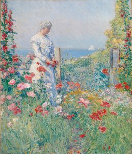 Im Garten Celia Thaxter in ihrem Garten, 1892 von Frederick Childe Hassam