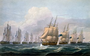 Kapitän Beresford in der HMS Theseus führt sein Geschwader von Schiffen aus 