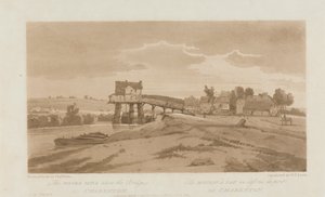 Die Wassermühle über der Brücke bei Charenton 1803; Platte 20 aus Ansichten von Paris, das Emanuel-Volumen Nachzeichnung der Platte B181.25.2629 von Frederick Christian Lewis the Elder