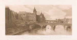Ansicht von Pont au Change, Théâtre de la Cité, Pont Neuf und dem Gefängnis Conciergerie