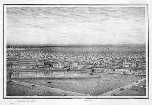 Esplanade Row und Moschee, Panorama von Kalkutta, Indien, ca. 1840er Jahre von Frederick Fiebig