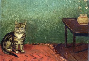 Die Katze saß auf der Matte