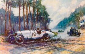 Amerikas erster Erfolg in einem Grand Prix, als Jimmy Murphys Duesenberg 1921 in Le Mans erfolgreich war von Frederick Gordon (after) Crosby