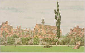 Kirche und Pfarrhaus, Bedford Park, 1881 von Frederick Hamilton Jackson