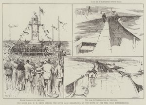Der ehrenwerte W. H. Smith eröffnet den South Gare Wellenbrecher an der Mündung des Tees, nahe Middlesbrough von Frederick Henry Townsend