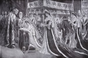 Die Krönung von Königin Alexandra, Gemahlin von König Edward VII., durch den Erzbischof von York, Westminster Abbey, London von Frederick Henry Townsend