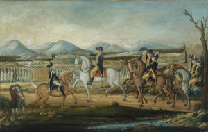 Washington inspiziert die Westarmee in Fort Cumberland, Maryland, nach 1795 von Frederick Kemmelmeyer