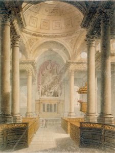 Innenraum der Kirche St. Stephen Walbrook, City of London, 1810 von Frederick Mackenzie