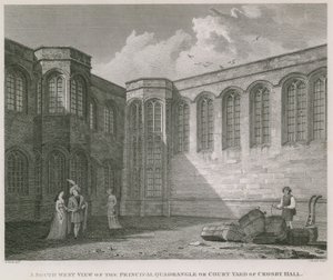 Südwestansicht des Hauptquadrats oder Innenhofs von Crosby Hall von Frederick Nash