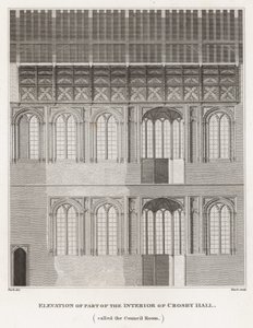 Erhebung eines Teils des Inneren von Crosby Hall von Frederick Nash