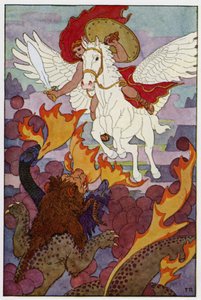 Pegasus startete direkt auf den dreiköpfigen Chimära zu