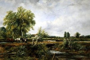 Schleusentor in der Nähe eines Dorfes von Frederick Waters Watts