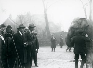Ein indischer Elefant, möglicherweise Sundermalah, nimmt an einer Außenübertragung aus dem London Zoo teil, 1925