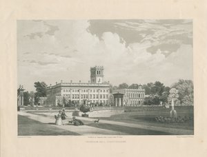 Trentham Hall: Lithotint-Gravur, undatiert [ca. 1846] von Frederick William Hulme