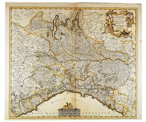Republik Genua, Herzogtum Mailand, Parma und Monferrato, Karte von Frederik de Wit, Amsterdam, Kupferstich von Frederick de Wit