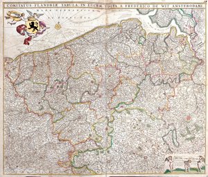 Karte der Grafschaft Flandern (Frankreich und Belgien)