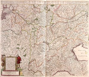 Karte der Region der Alpenkette (Frankreich, Italien, Deutschland) von Frederick de Wit
