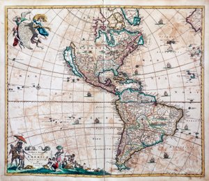 Novissima et totius Americae accurate descriptio, Karte von Amerika und dem Pazifik von Frederik de Wit, Amsterdam von Frederick de Wit