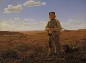 Ein jütländischer Schäfer auf der Heide