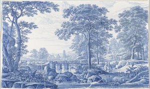 Platte mit einer italienischen Landschaft von Frederik van Frytom (attributed to)